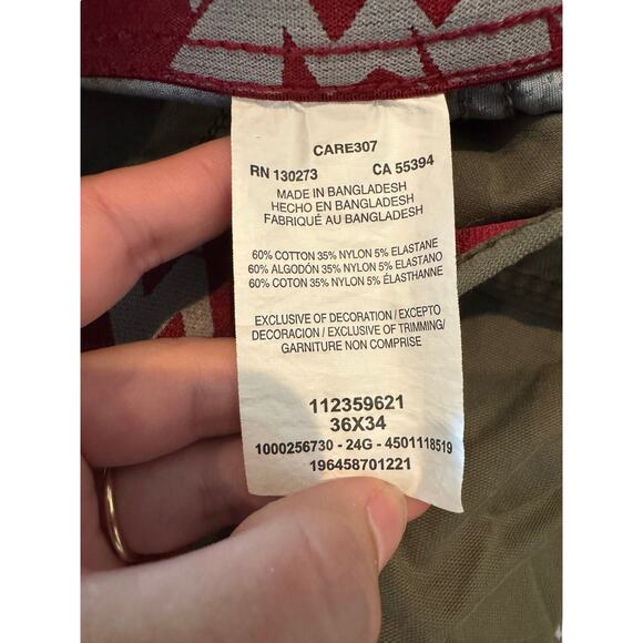 Wrangler Outdoor Performance Pants Mens 36x34 Khaki Stretch Hiking Nylon Cotton - Picture 5 of 8